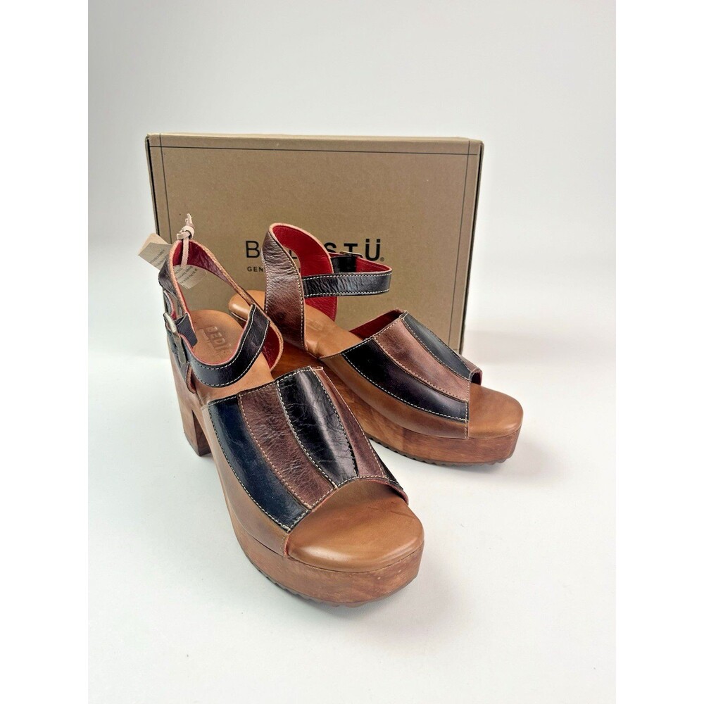 Bed Stu Jetsetter Wooden Clog Sandals 8 Cold Brew Rustic Leather Boho Platform - Picture 10 of 10